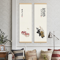Qi Baishi Zen painting minimalist Chinese painting scroll tea room box vertical version hanging painting model room Porch restaurant decoration
