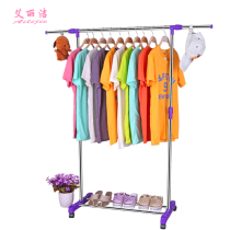  Stainless steel simple drying rack floor-to-ceiling lifting folding telescopic indoor balcony cool single rod double rod hanging clothes rack