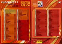 Panini 2010 World Cup Official Edition Star Card 197 Puka Checklist1 Directory Card 1