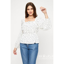 British 09 11 famous DP womens new autumn fashion polka dot light-colored long-sleeved shirt