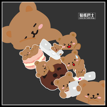 Cartoon Bear 9 Battery Car Stickers Set Waterproof Korean Brown Bear Body Stickers Motorcycle Luggage Cover Marks