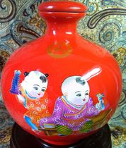 Jingdezhen Ceramics China Red Boy Wine Bottle Wine 5 Jin Collection Wholesale Customized