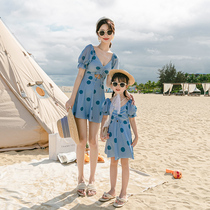 Parent-child swimsuit family dress female mother and daughter new hot spring childrens one-piece dress Belly Belly thin cute girl swimwear
