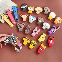 Cute cartoon bear rabbit silicone button collection line data cable Winder earphone line storage organizer female