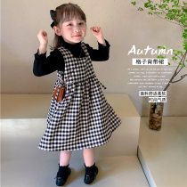 Girls Plaid Skirt Childrens Autumn Dress Female Baby Vest Dress