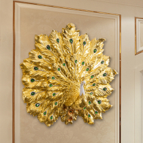 European-style light luxury wall decoration living room hotel background Three-dimensional wall pendant porch wall decoration Peacock open screen wall Wall