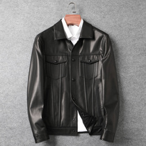 Imported lambskin leather leather jacket mens leather jacket youth casual jeans autumn handsome locomotive jacket tide
