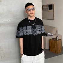 Gong uncle Summer men bear cartoon cartoon print short sleeve round neck loose T-shirt Korean version of Tide brand half sleeve shirt