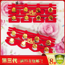 Tianjin wedding head wearing thick full pile head happy word red velvet sequin headdress wedding supplies non-woven fabric