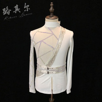 Lucille * New Latin dance national standard performance clothing Boys hot diamond competition clothing mens top Q-21213