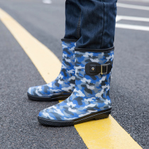 Camouflage rain boots men's short tube waterproof rubber shoes non-slip rain boots water boots fashion overshoes work car wash warm