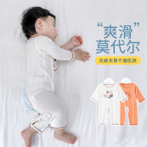 Modale baby sleepwear spring autumn open gear one-piece clothes Summer thin Harvest baby Summer clothes open crotch air conditioning