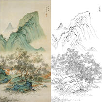 Gongbi painting white sketch background Vertical landscape Chen Shaomei Jiang Nanchun Physical print 66*132 with color map 601C