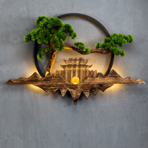 New Chinese home living room background wall decoration round iron wall decoration three-dimensional welcome pine entrance wall pendant