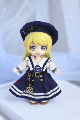 taobao agent Free shipping OB11 wow clothes 12 points BJD GSC sailor clothing dress set dark blue