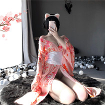  Trendy brand sex underwear Sexy chiffon pajamas Japanese long kimono small chest passion suit Uniform jacket temptation service