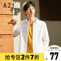 A21 mens white shirt autumn new shirt mens long sleeve cotton casual mens slim coat Blue