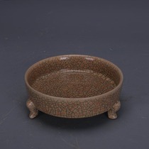  Song Dynasty Ge Kiln gold wire iron wire nail three-legged washing imitation unearthed old goods ancient porcelain antique antique collection ornaments