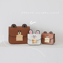 Small Bear Chain Bag Girl Cute Skew Satchel Buns single shoulder bag Children with zero wallet