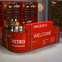 Bar cashier bar milk tea shop industrial style container creative barbecue shop gym retro reception front desk