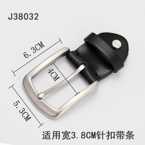 304 stainless steel buckle head mens head layer cowhide leather strap clip 3 8CM pin buckle belt clip accessories