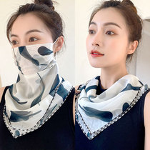 Sunscreen veil chiffon face face mask silk scarf female dual-purpose summer thin hanging ear scarf