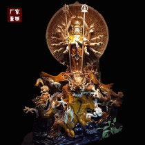 Old Mountain Honolulu Sandalwood Sandalwood Carvings of the Buddha Guanyin Flower Bird Landscape Buddhist Sculpture Golden Silk Nana Cliff Bergen Sculpture Pendulum