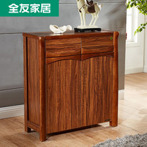 Quanyou home Modern Chinese shoe cabinet shoe rack simple wooden frame solid wood shoe cabinet two door living room open door