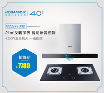 Boss smoke machine stove package European-style range hood large suction-free washing 3D quick fire inlay copper gas stove