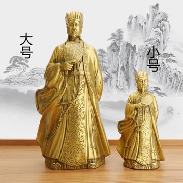 ☆ 諸葛亮 孔明 表面一部銅鍍金 樹脂像 三国演義 三国志