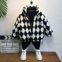 Boys and girls plaid jacket cotton thickened autumn and winter models 2021 New Baby winter lamb wool wool clothes