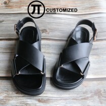 2022ma genuine leather thick bottom Roman sandals Martin female cross broadband flat bottom womens shoes Summer Toes Beach Women Shoes