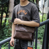 Mr Mirror Mens retro shoulder bag handmade leather messenger bag Casual Japanese clutch Simple iPad bag