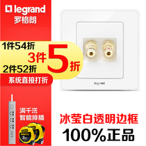 Roger Lang switch socket panel Ice Ying White One speaker socket panel Two-head sound socket Audio socket