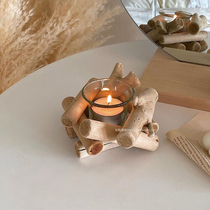 ins Nordic simple original wooden driftwood Candlestick table decoration idyllic retro creative ornaments photo props