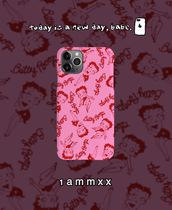 1ammxx homemade Betty Pink cartoon glossy hard shell phone case iPhoneX