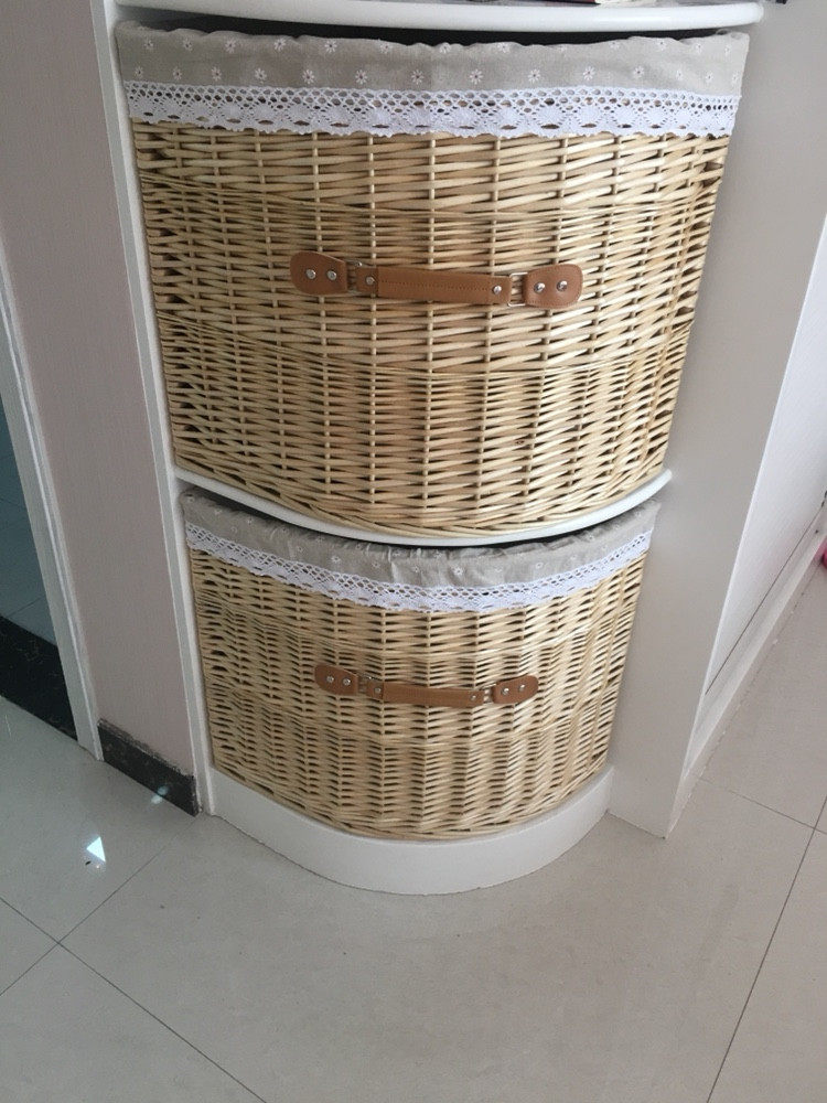 Vine collection basket custom-made willow cabinet drawer grid to collect box fan-shaped corner box triangle drawer