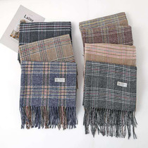 Yang Mi same plaid scarf autumn and winter New imitation cashmere shawl thickened Korean fashion Classic men and women couples