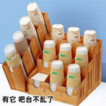 Paper cup holder cup holder tea shop cup holder disposable cup cup holder set multi-layer wooden bar commercial 02