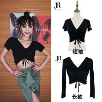 JIA DANCE Latin dance new top female adult GB drawstring short-sleeved long-sleeved sweat-absorbing practice suit R46