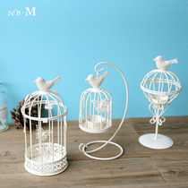 zakka groceries European iron candlestick Hollow bird cage Butterfly candlestick Creative home gifts shooting props