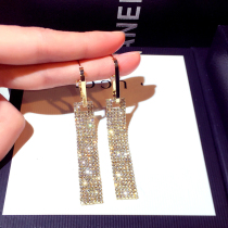 Korea ins tide full diamond long earrings 2021 New light luxury earring tassel earrings female s925 silver earrings