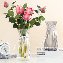 European-style creative large glass vase transparent color hydroponic desktop glass vase living room flower arrangement decoration decoration