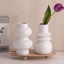 Shumen niche ins special-shaped ceramic vase living room flower arrangement water culture flowers decoration dried flower flower arrangement flower device
