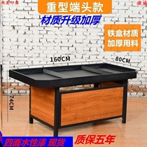 Steel wood frame convenience store community display stand vegetable shelf multifunctional fruit store store supermarket fruit shelf