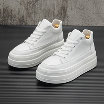  Middle white shoes mens 2021 new inner height-increasing platform shoes Korean version of the trend of all-match casual thick soleplate shoes