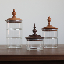 Imoo original Japanese Nordic wooden lid tea coffee bean sealed glass jar storage tank jewelry box