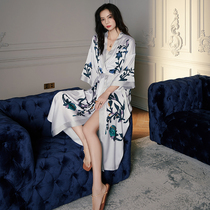 Ice Silk Sleepwear Pyjamas Woman 2022 New Advanced Sensfeel Bathrobe Long Style Sexy Thin Spring Autumn Summer Conjoined