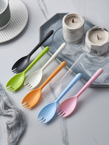Plastic disposable long handle spoon fork fork fork spoon fruit cake fork separate packaging dessert spoon ice cream ice cream