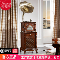  Simple classical gramophone Retro living room European-style record player Old-fashioned antique vinyl record player Big horn audio
